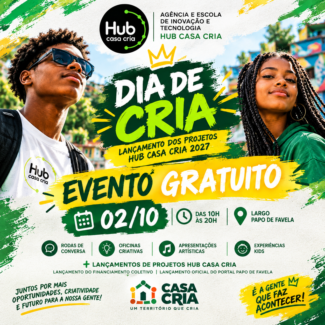 DIA DE CRIA: HUB CASA CRIA LANÇA PROJETOS COM META DE CAPACITAR 300 JOVENS NO SUBURBIO EM 2027