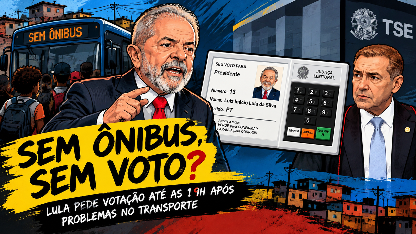 SEM ÔNIBUS, SEM VOTO? Lula pede votação até as 19h após problemas no transporte